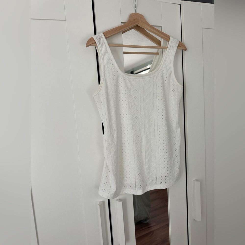 SHEIN White Eyelet Tank Top - Women's Maternity Sleeveless Top